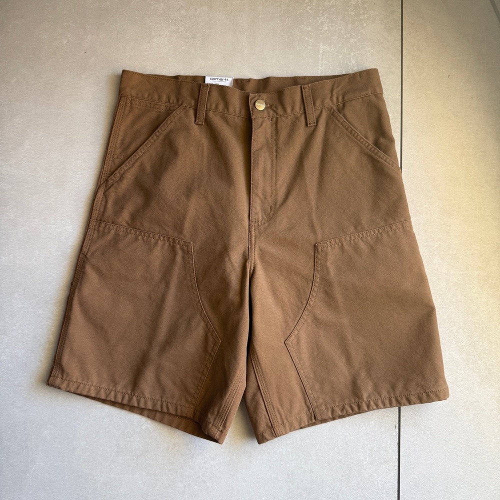 New Carhartt WIP Marshall Double Knee Shorts Mens 30 Brown New Canvas Utility